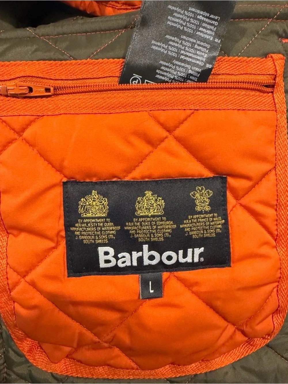 Barbour Lower Gail Quilted Vest Men's Large Orange Snap Front Hunting Gilet - L